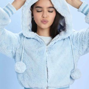Hello Kitty Forever 21 Blue Angel Faux Fur Zip Up Hoodie (SOLD)